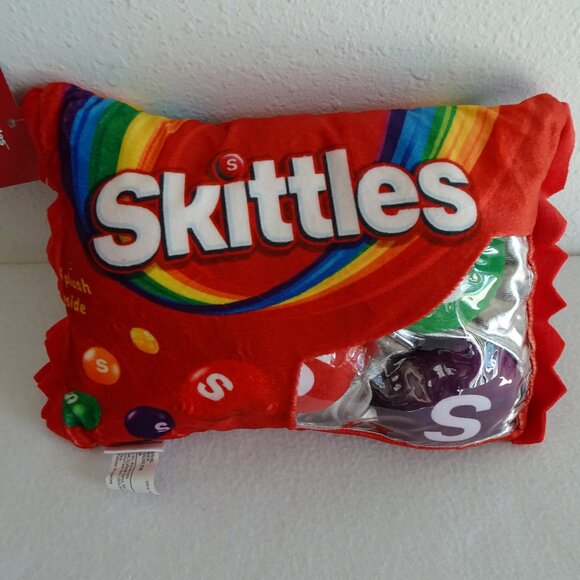 Skittles Red Throw Pillow Mini Plush Candy Pieces Inside Iscream Zipper - Picture 1 of 7